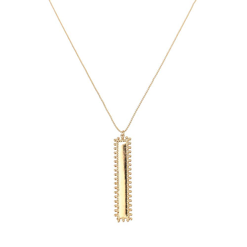 Rectangular Beaded Edge Pendant Necklace, 30-Inch