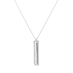 Rectangular Beaded Edge Pendant Necklace, 30-Inch