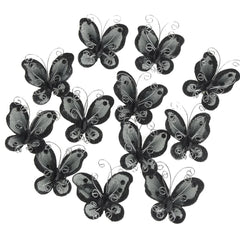 Organza Nylon Glitter Butterflies, 2-inch, 20-count