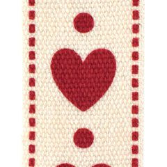 Red Heart Print Cotton Ribbon, 5/8-Inch, 10-Yard