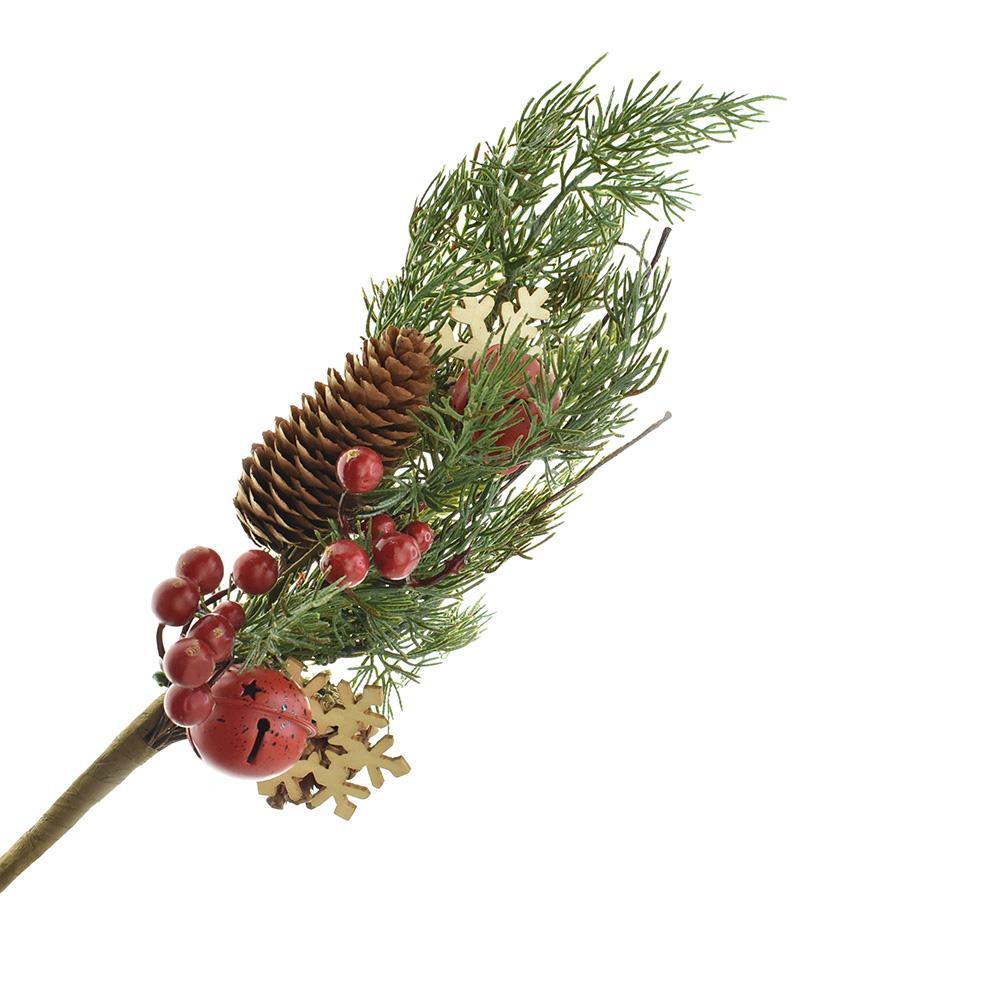 Berry Cedar Floral Spray with Bell, 18-Inch