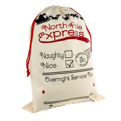 Large Cotton Christmas Santa Gift Sacks, 27-inch x 19-inch