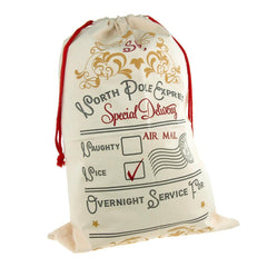 Large Cotton Christmas Santa Gift Sacks, 27-inch x 19-inch