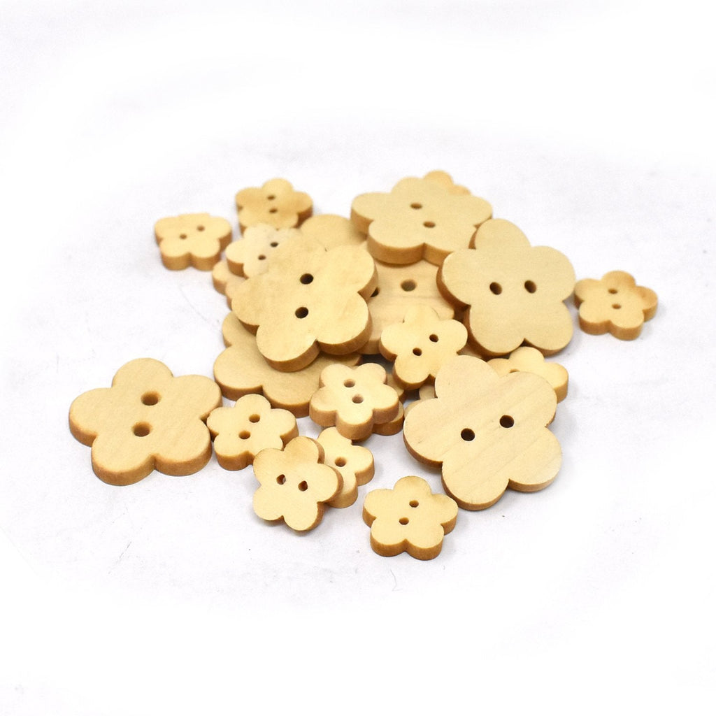 Assorted Craft Wood Buttons, 25-piece, Natural