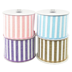 White Bold Lines Canvas Ribbon, 2-1/2-Inch, 10 Yards