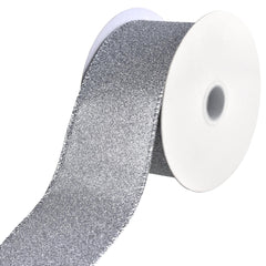 Christmas Flat Glitter Wired Edge Ribbon, 10-Yard