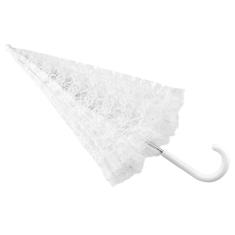 White Lace Parasol Umbrella, 30-inch Diameter, 24-inch Length