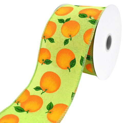 Oranges Faux Linen Wired Ribbon, 2-1/2-inch, 10-yard