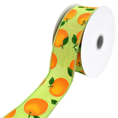 Oranges Faux Linen Wired Ribbon, 1-1/2-inch, 10-yard