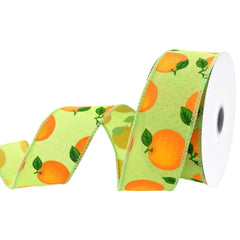 Oranges Faux Linen Wired Ribbon, 1-1/2-inch, 10-yard
