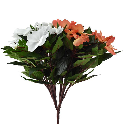 Artificial New Guinea Impatiens Spray, 13-1/2-Inch