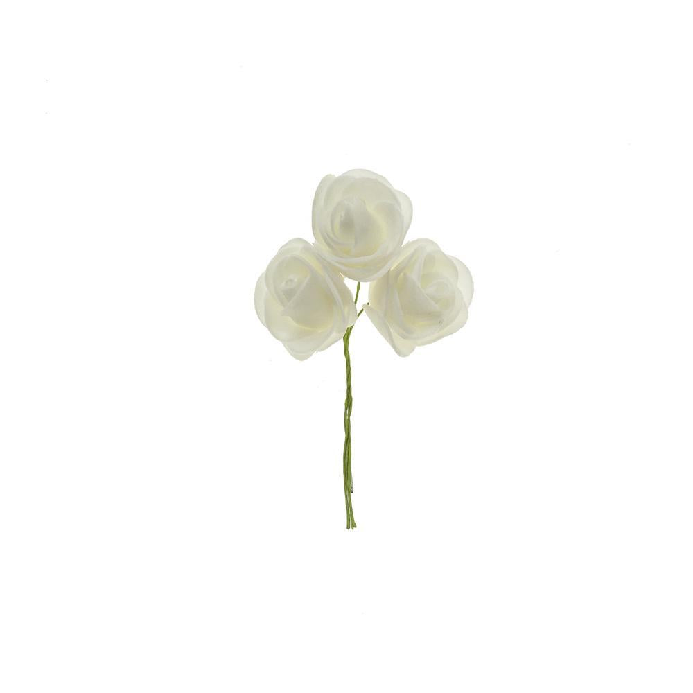 Foam Rose Flower with Wire, 1-1/2-Inch, 12-Count