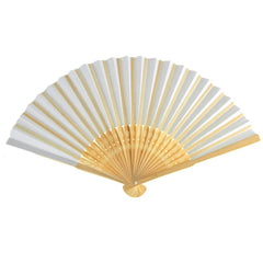 Paper Folding Hand Fan w/ Wooden Handle, 8-Inch