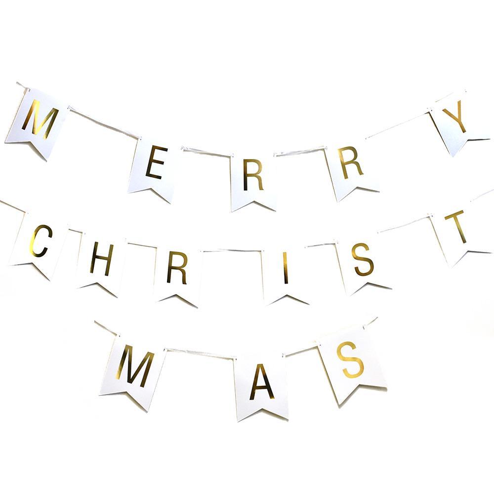 Gold Foil 'Merry Christmas' Banner, 8-Inch, 16-Feet
