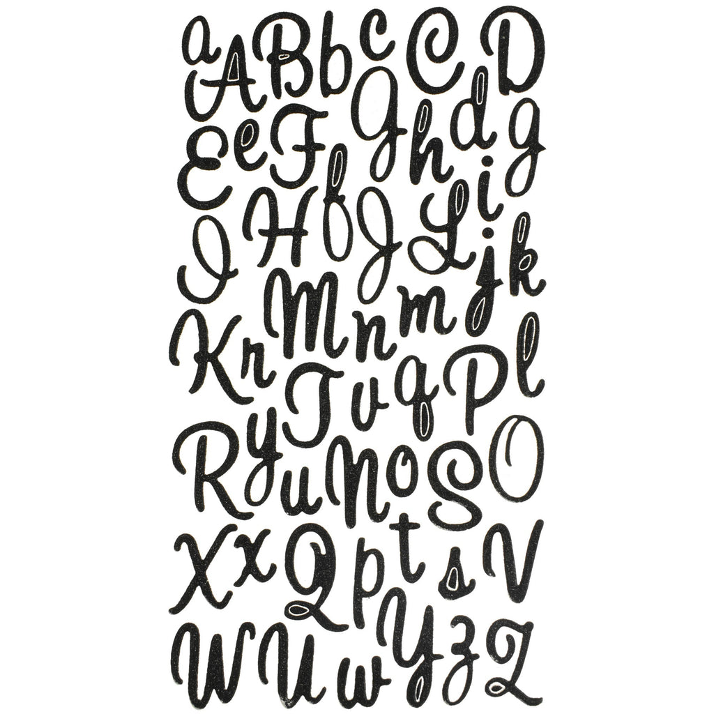 Glitter Cursive Alphabet Letter Stickers, 1-Inch, 50-Count