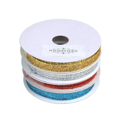 Metallic Glitter Wired Christmas Ribbon, 3/8-Inch, 10 Yards