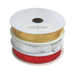 Metallic Glitter Wired Christmas Ribbon, 5/8-Inch, 10 Yards