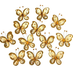Organza Nylon Glitter Butterflies, 2-inch, 20-count