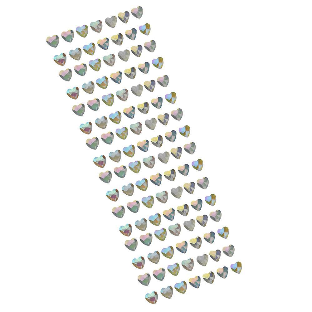 Iridescent Heart Stone Stickers, Clear, 1/2-Inch, 112-Count
