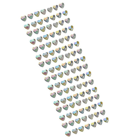 Iridescent Heart Stone Stickers, Clear, 1/2-Inch, 112-Count
