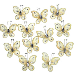 Organza Nylon Glitter Butterflies, 2-inch, 20-count