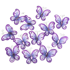 Organza Nylon Glitter Butterflies, 2-inch, 20-count