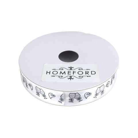 Champagne Glasses Satin Ribbon, 5/8-inch, 10-yard