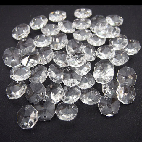 Octagonal Crystal Loose Beads, 1/2-inch, 100-Piece