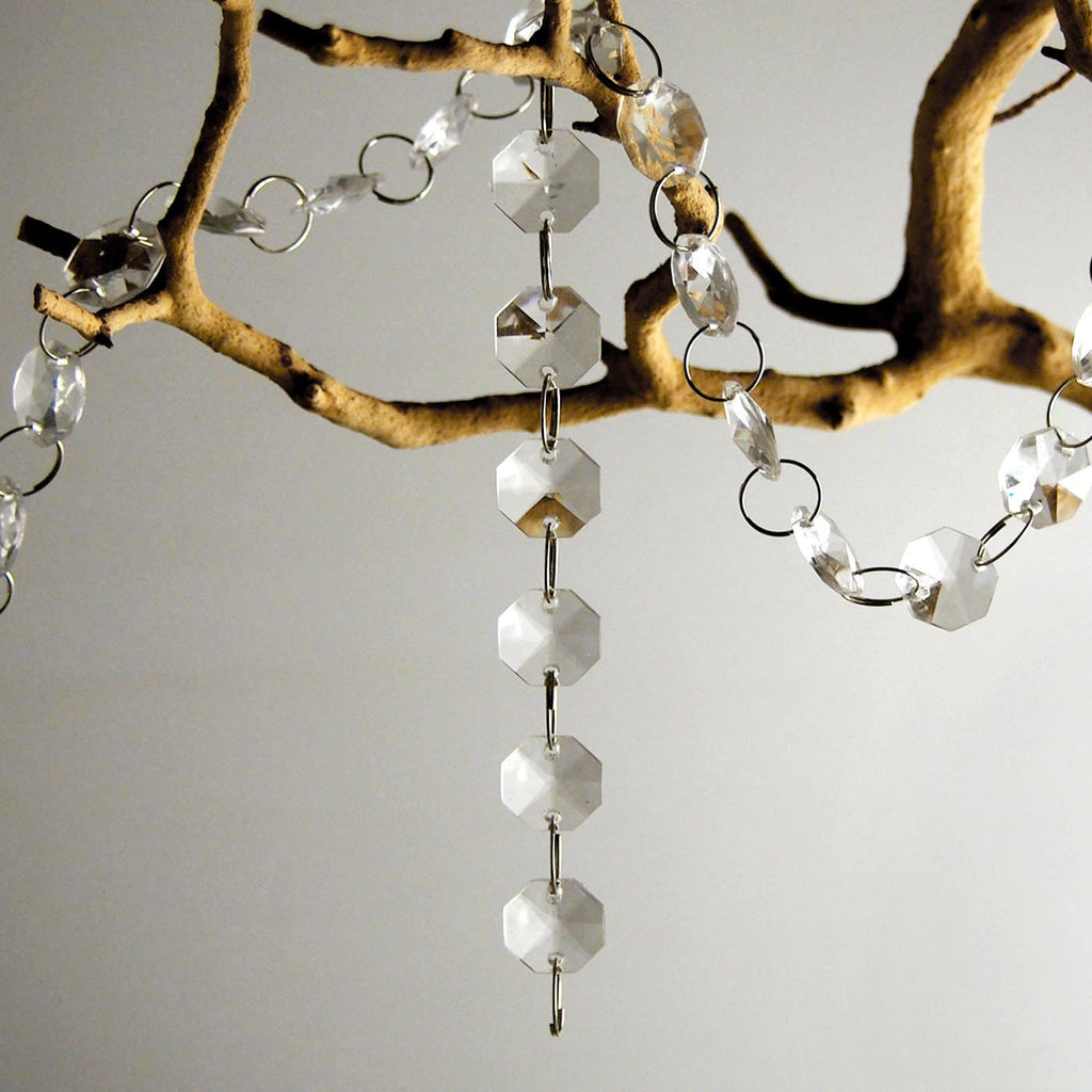 Octagonal Crystal Bead Strand Garland, 15mm, 40-inch