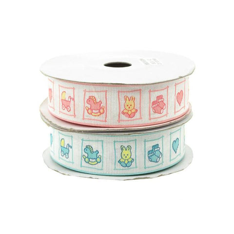 Baby Toys Print Polyester Ribbon, 7/8-inch, 25-yard
