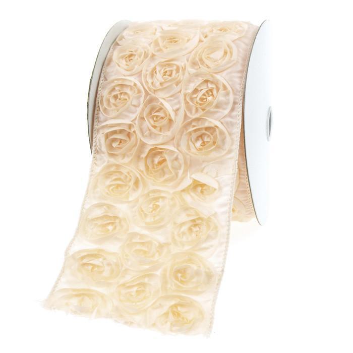 French Rosette Wired Ribbon, 4-inch, 5-yard