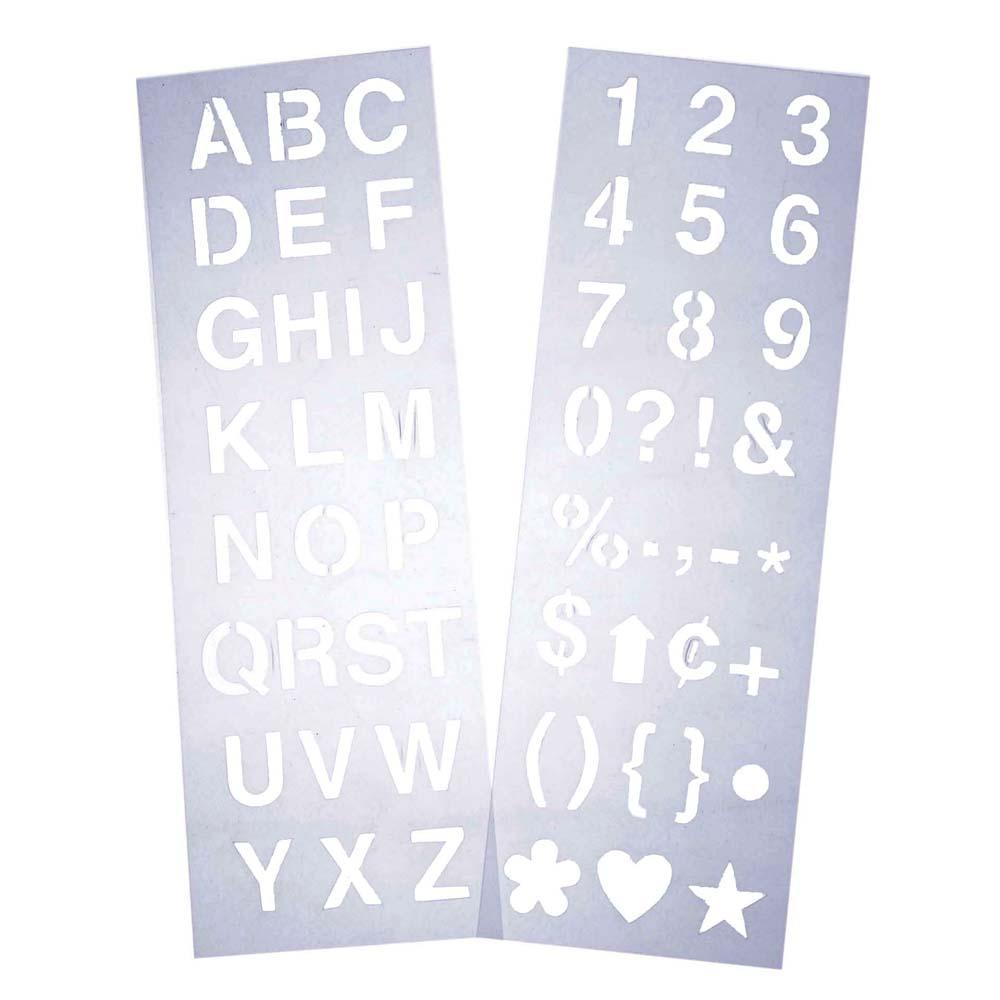 Alphabet Letter & Number Stencil Set, 1-Inch, 2-Sheets