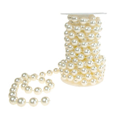 Round Plastic Pearl Bead Ribbon Spool, 14mm, 5-Yard