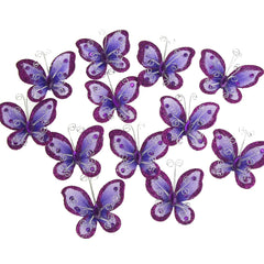 Organza Nylon Glitter Butterflies, 2-inch, 20-count