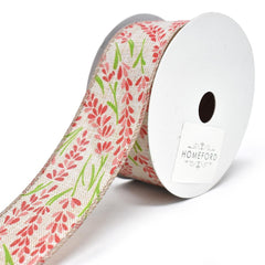 Blooming Hyacinth Wired Linen Ribbon, 10-yard