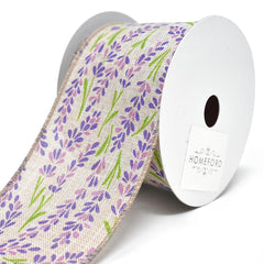 Blooming Hyacinth Wired Linen Ribbon, 10-yard