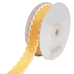 Scalloped Edge Faux Jute Ribbon, 1-inch, 10-yard