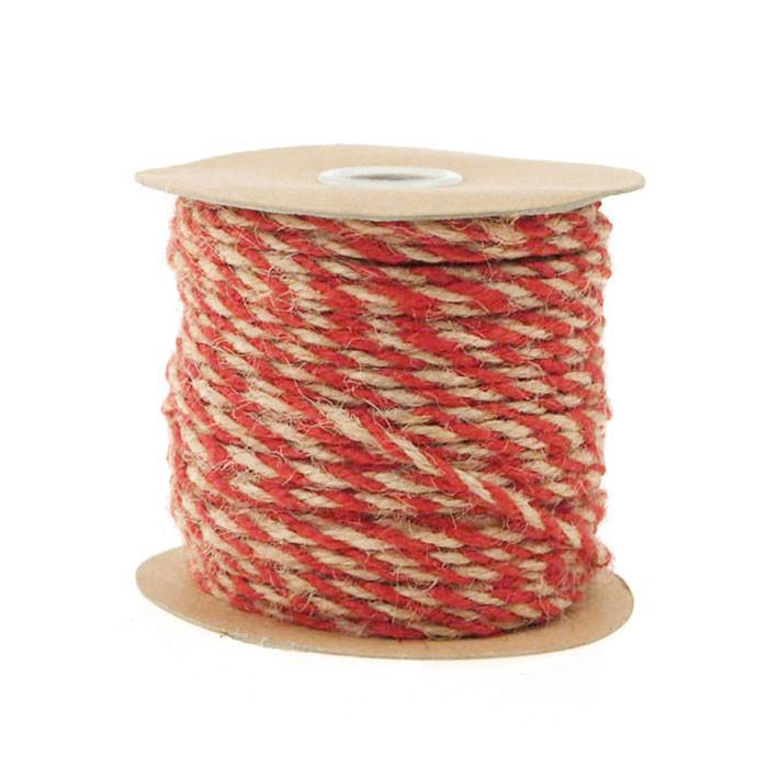 Bi-Colored Jute Twine Cord Rope Ribbon, 2.5mm, 5/64-inch, 50-yard