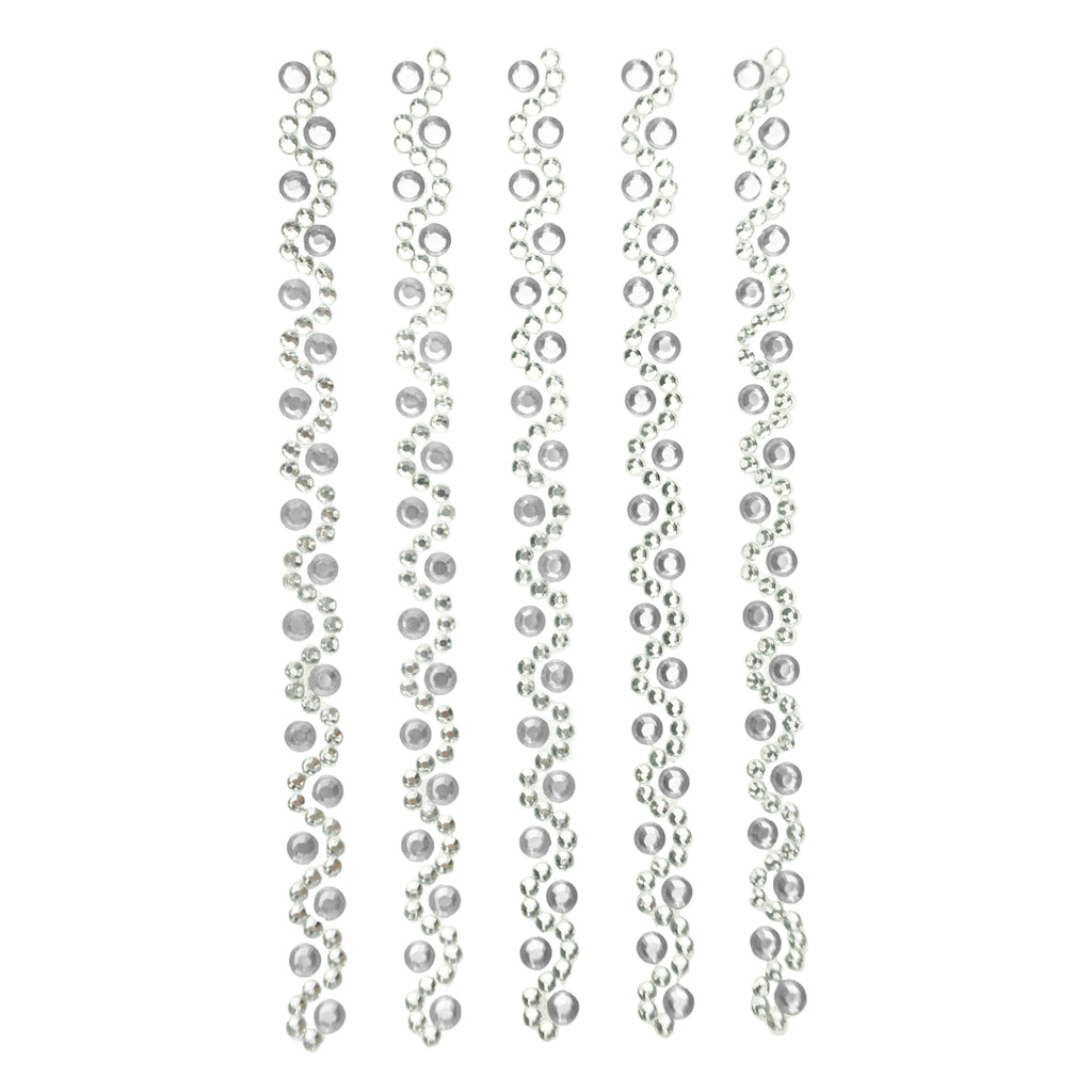 Self Adhesive Rhinestone Stickers, Wave, 5-Count