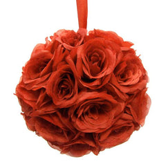 Silk Flower Kissing Ball Hanging Loop Centerpiece Decor, 10-inch