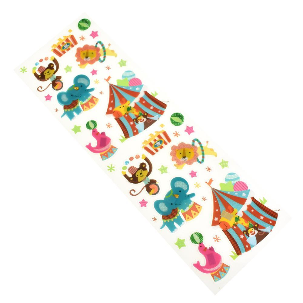 Circus Animal 3D Fancy Clear Stickers, 40-Piece