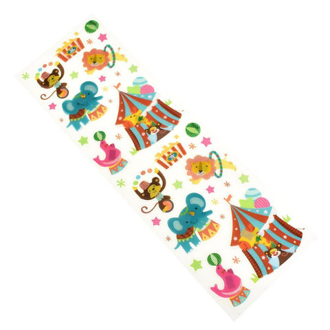 Circus Animal 3D Fancy Clear Stickers, 40-Piece