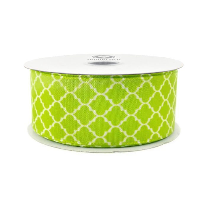 Geometric Print Satin Ribbon, 1-1/2-inch, 10-yard