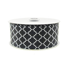 Geometric Print Satin Ribbon, 1-1/2-inch, 10-yard