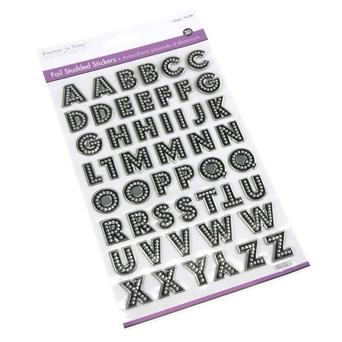 Alphabet Foil Studded Stickers 3D, 50-count