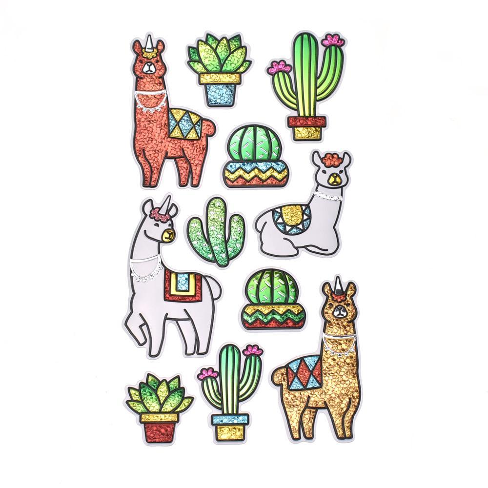 Sparkling Wild Llama 3D Foil Stickers, 11-Piece