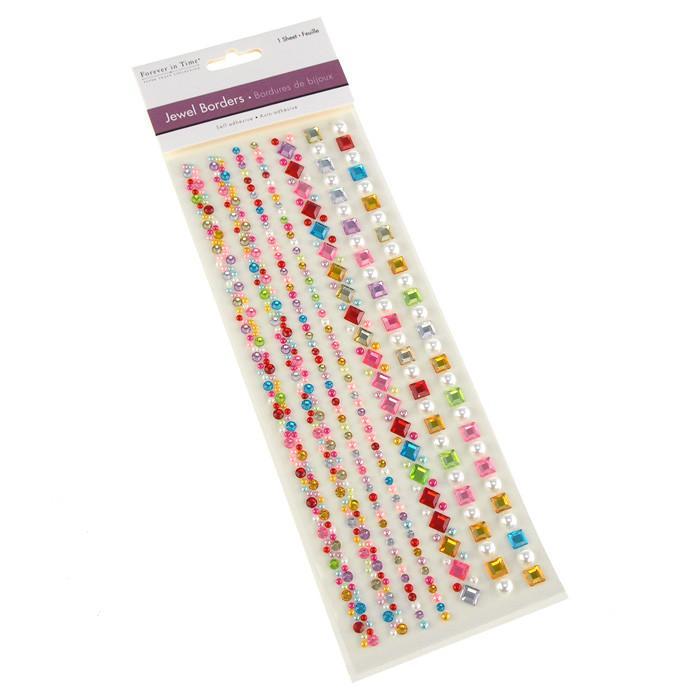Self Adhesive Gemstone & Pearl Medley, 7 Strips, 10-inch