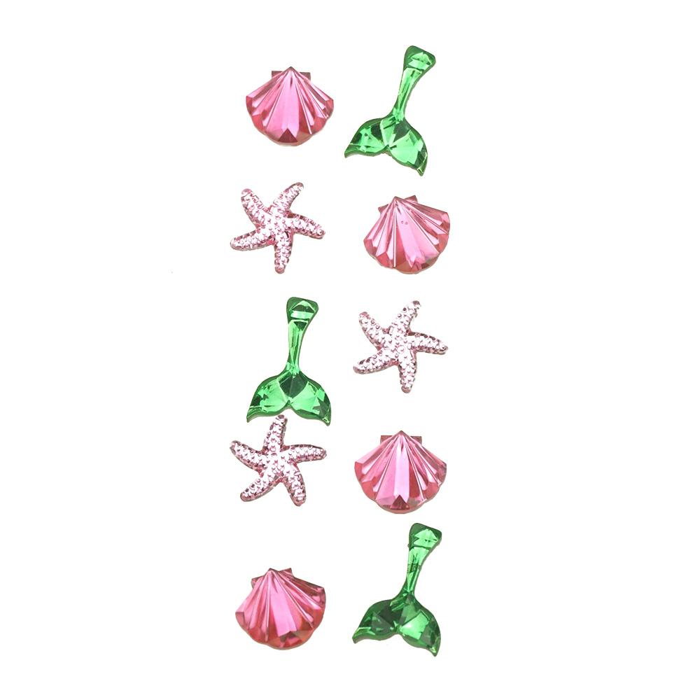 Mermaid Tail Bling Gem Accent Stickers, 10-Piece