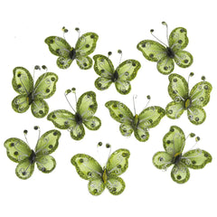 Organza Nylon Glitter Butterflies, 2-inch, 20-count