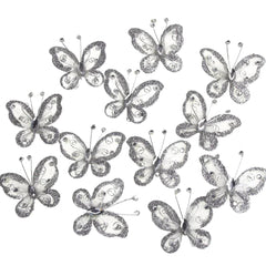 Organza Nylon Glitter Butterflies, 2-inch, 20-count